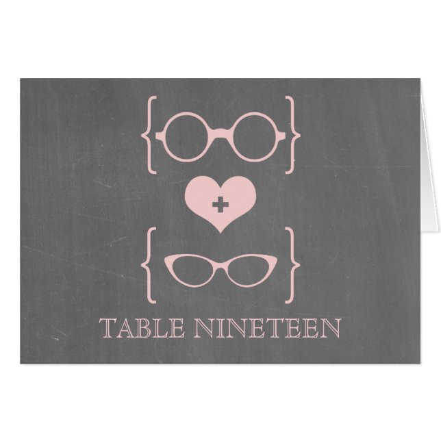 Rosa Geeky Glass Chalkboard-Bordsnummer Hälsningskort (Framsidan Horizontal)