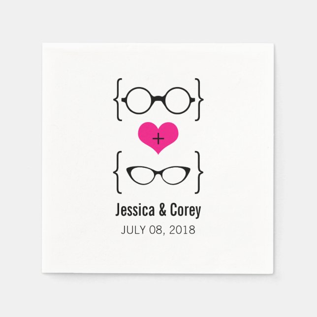 Rosa Geeky Glasses Pappra Napkins Pappersservett (Framsidan)