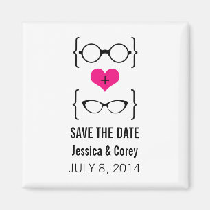 Rosa Geeky Glasses Spara datum magneter