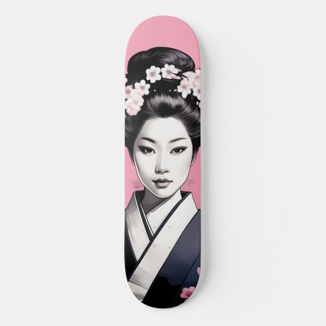 Rosa Geisha Mini Skateboard Bräda 18,5 Cm (Framsida)