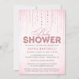 Rosa Gems & Glitter Baby Shower Inbjudningar