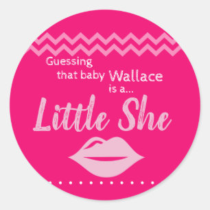 Rosa Gender "Little she" Reveal Runt Klistermärke