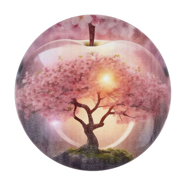 Rosa-genomskinligt äpple med äpple-Träd-scen, (Framsidan)