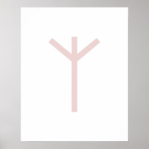 Rosa Geometric Algiz (Protection) Viking Rune Poster