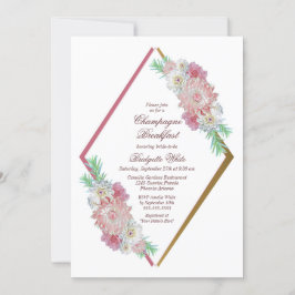 Rosa Geometric Blommigt Champagne Breakfast Inbjudningar