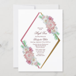  Rosa Geometric Blommigt High Tea Inbjudningar