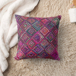 Rosa Geometric Bohemian Moroccan Dekorativ kudde