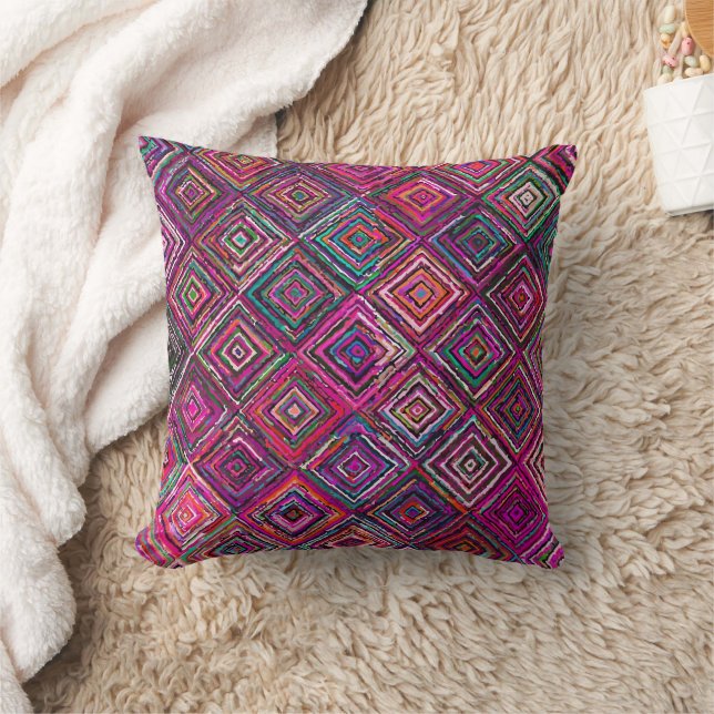 Rosa Geometric Bohemian Moroccan Dekorativ kudde (Filt)