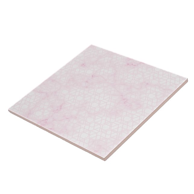 Rosa Geometric Dusty Marble Kakelplatta (Sidan)
