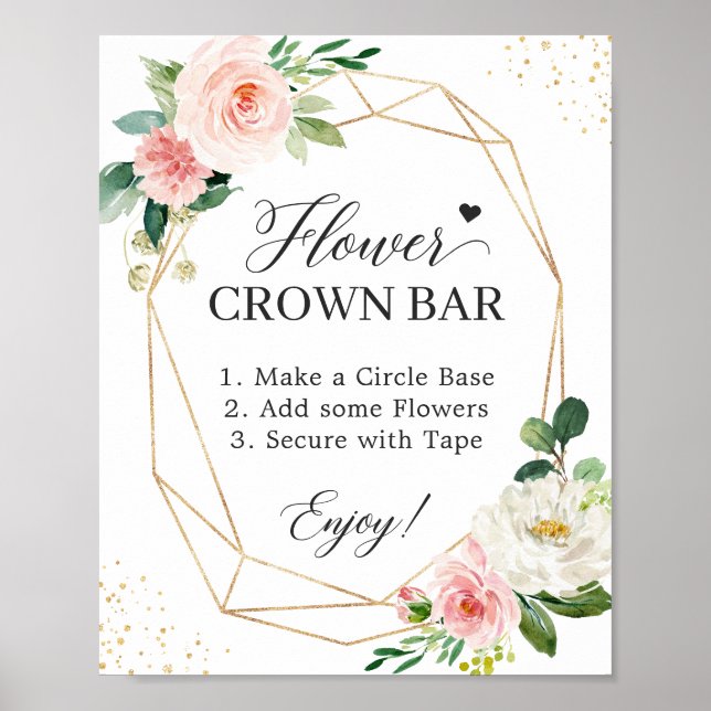  Rosa Geometric Flower Krona Pub Bord-tecken Poster (Framsidan)