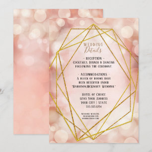Rosa Geometric Guld Glitter Twinkle Ljus I Inbjudningar