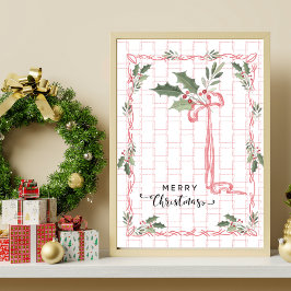 Rosa Geometric Holly Berry Art Poster