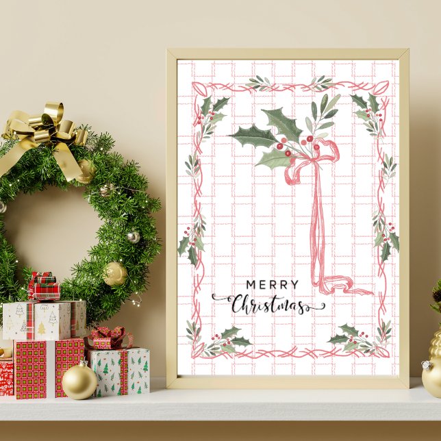 Rosa Geometric Holly Berry Art Poster (Skapare uppladdad)