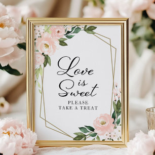 Rosa Geometric Kärlek för Blommigt är ett svalt t Poster
