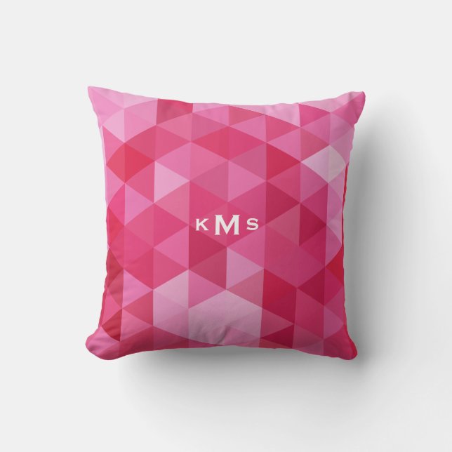 Rosa Geometric Mönster Monogram Pillow Kudde (Framsida)