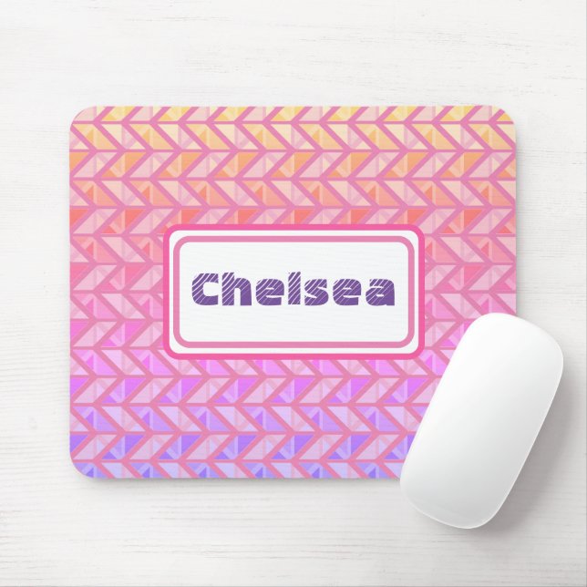 Rosa Geometric Mönster Namn Mousepad Musmatta (Med mus)