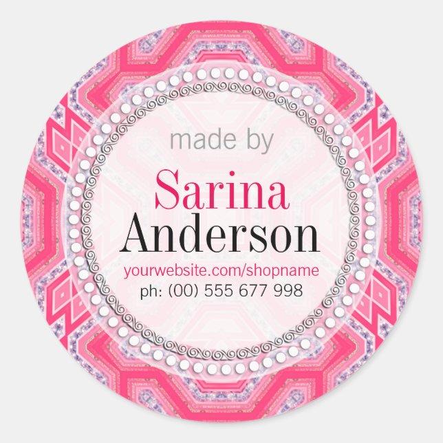 Rosa Geometric Mönster tillverkad av etiketter (Framsida)