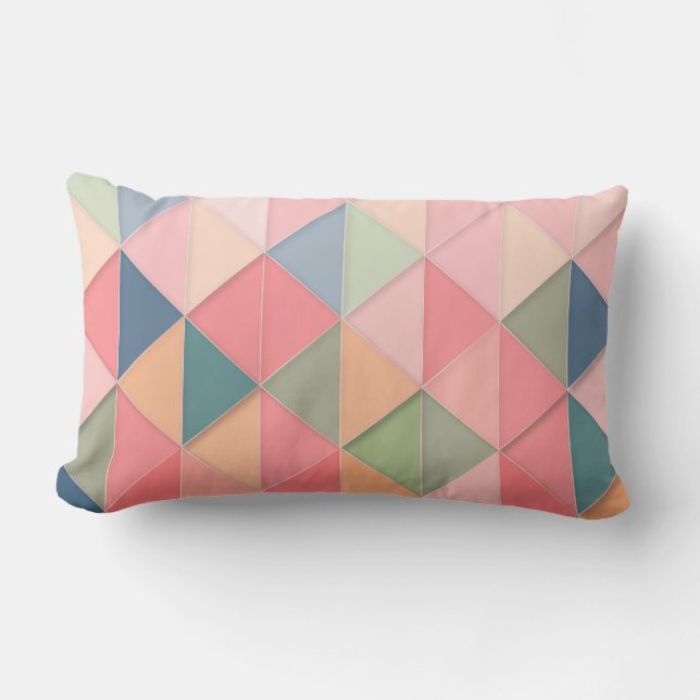 Rosa, Geometric mönster, trianglar Lumbarkudde (Framsida)