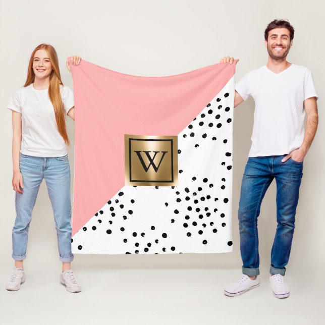 Rosa Geometric och Polka dots Fleecefilt (På plats)