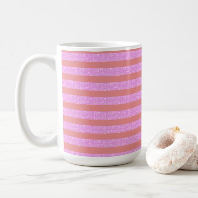 Rosa Geometric Rand Kaffemugg (Med munk)