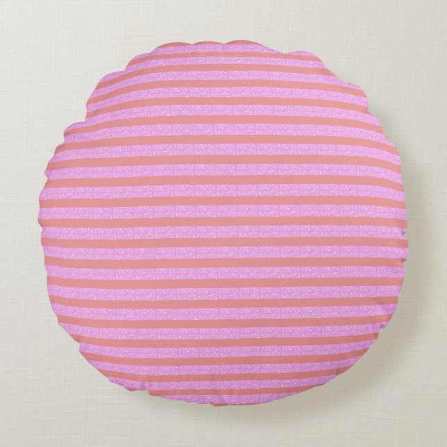 Rosa Geometric Rand Rund Kudde (Framsidan)
