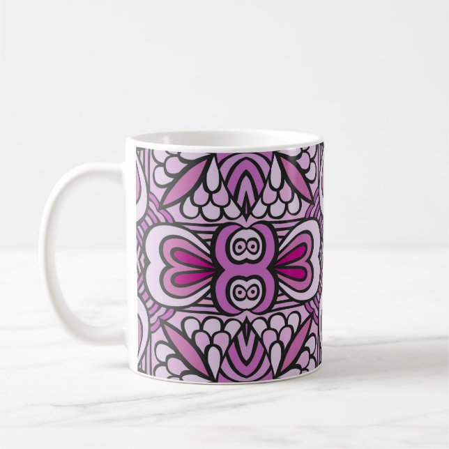 Rosa Geometric Seamless Mönster Kaffemugg (Vänster)