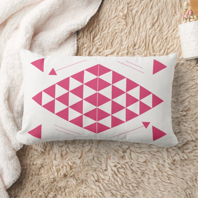 Rosa Geometric Triangles Lumbarkudde (Filt)