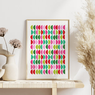 Rosa Geometric Wall Art Modern Jul Red Grönt Poster