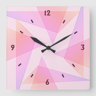 Rosa Geometric Wall Clock Fyrkantig Klocka