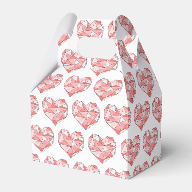 Rosa Geometric Watercolor Heart Presentaskar (Framsidan Sidan)