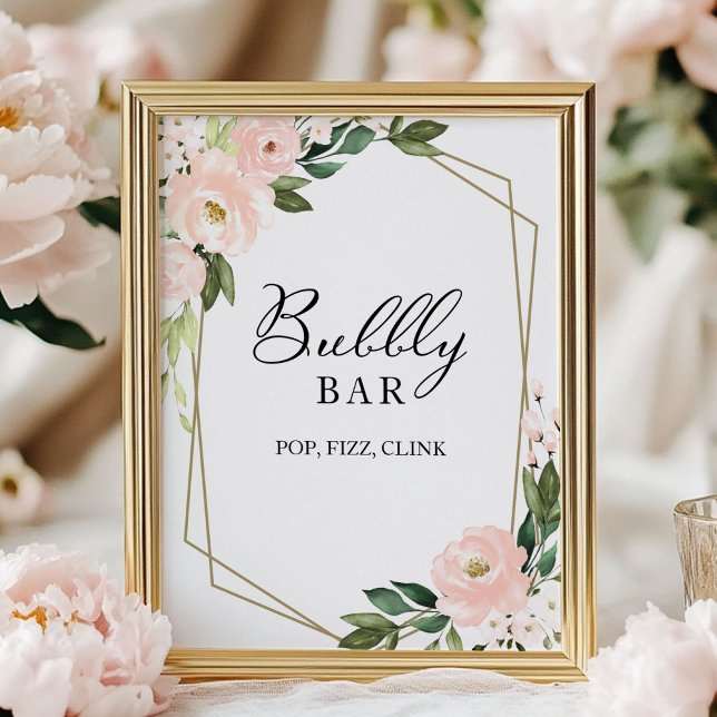 Rosa geometrisk bubblig bar pop fizz klirr tecken poster (Skapare uppladdad)