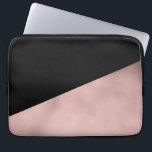 rosa geometrisk guldsvart för elegant modern faux laptop sleeve<br><div class="desc">Snyggt- och chickdesign som föreställer rosa guld för faux och svart geometriska figurer.</div>
