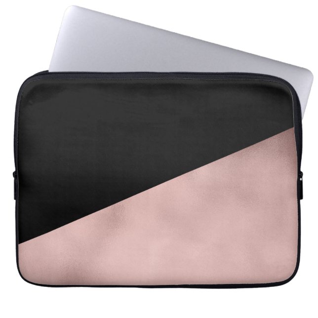 rosa geometrisk guldsvart för elegant modern faux laptop sleeve (Framsidan)
