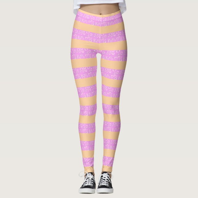 Rosa geometrisk  leggings (Framsida)