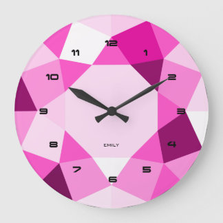 Rosa geometrisk modern design stor klocka