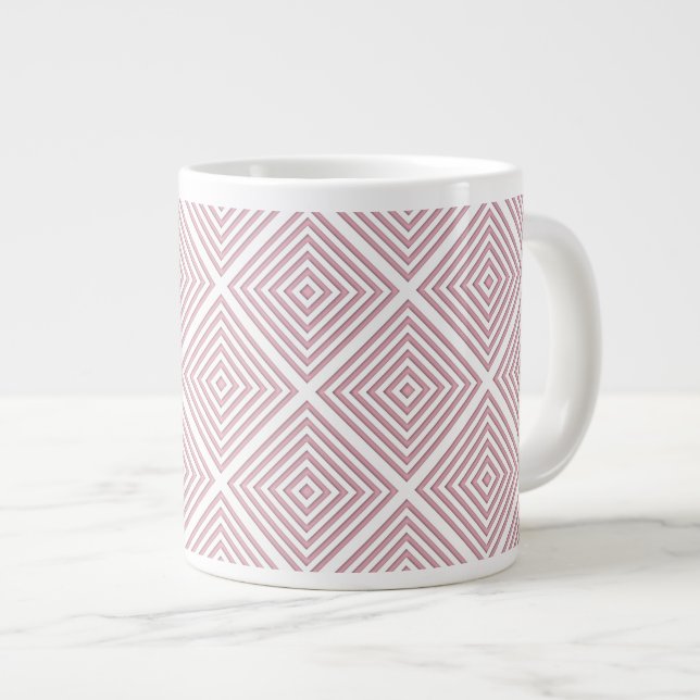 Rosa Geometriska kvadrater Jumbo Mugg (Framsida höger)