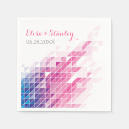 Rosa geometriska trianglar av modern bröllop pappersservett