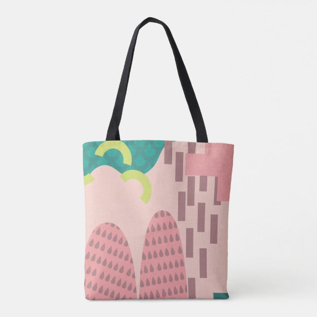 Rosa Geometry Tote Tygkasse (Baksida)