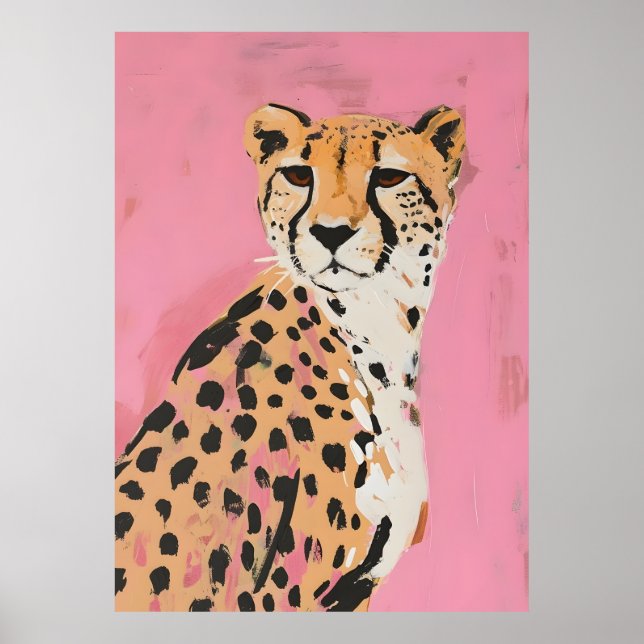 Rosa Gepard Art Print – Modern Safari Väggkonst fö (Framsidan)