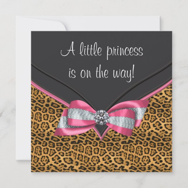 Rosa Gepardprinsessa Baby Shower Inbjudningar (Framsida)