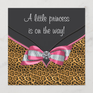 Rosa Gepardprinsessa Baby Shower Inbjudningar
