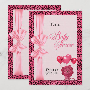 Rosa Gepardtryck Baby Shower Inbjudningar