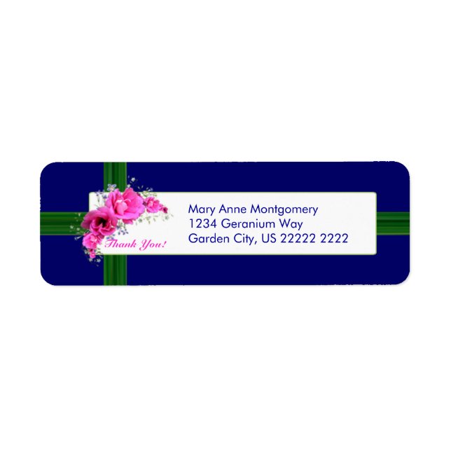 Rosa Geranium Bouquet Returetiketter - Than Returadress Etikett (Framsidan)