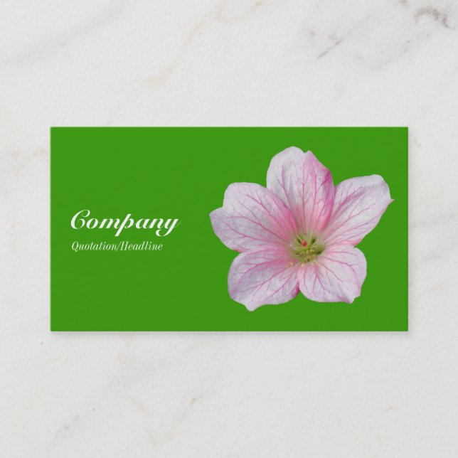 Rosa Geranium - Grönten Löv Visitkort (Framsida)