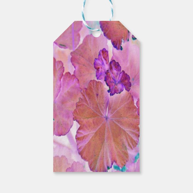 Rosa Geranium Löv Gift Märkres Presentetikett (Baksidan)