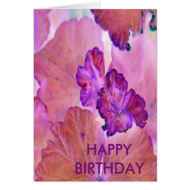 Rosa Geranium Löv Hälsningskort (Framsidan)