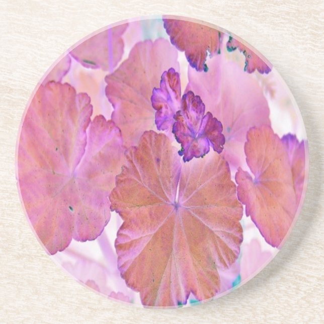 Rosa Geranium Löv Underlägg Sandsten (Framsidan)