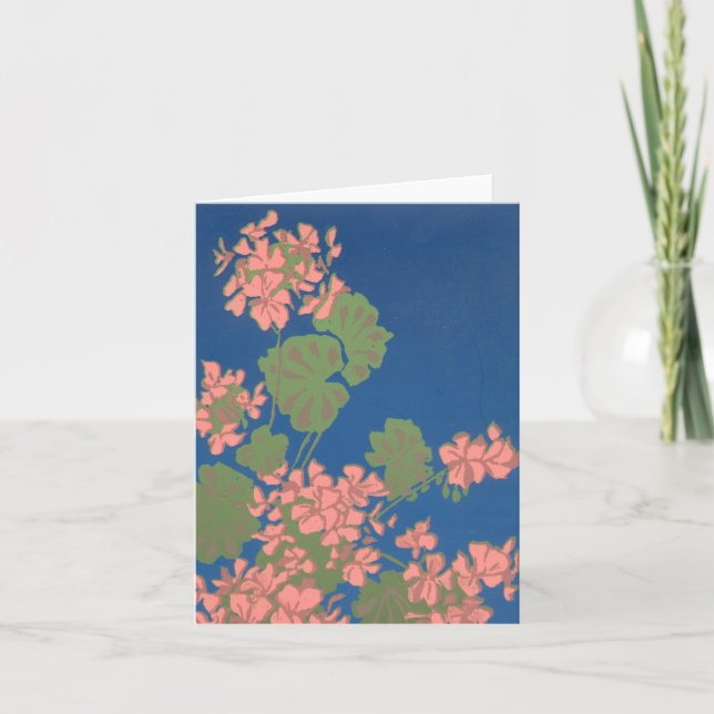 Rosa Geranium Notecard Kort (Framsida)