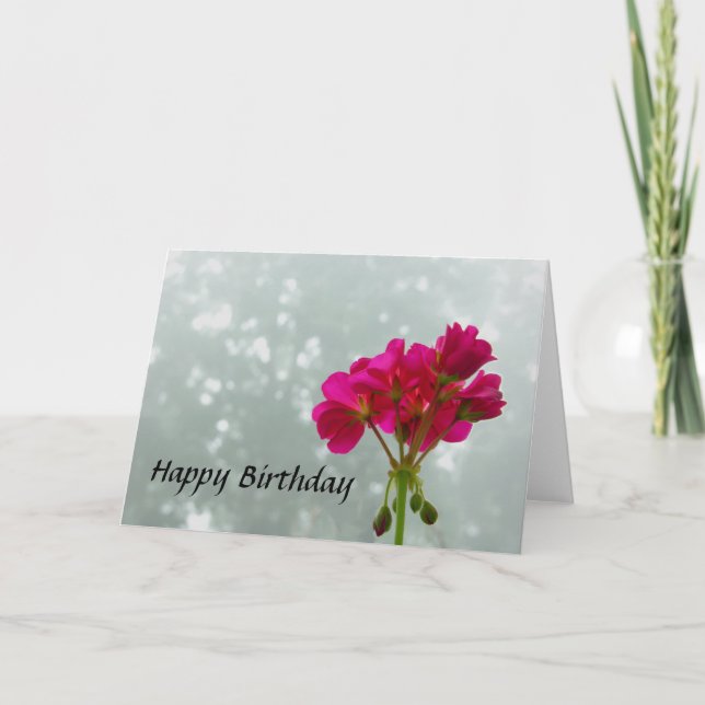 Rosa Geranium Photographic Birthday Greeting Card Kort (Framsida)
