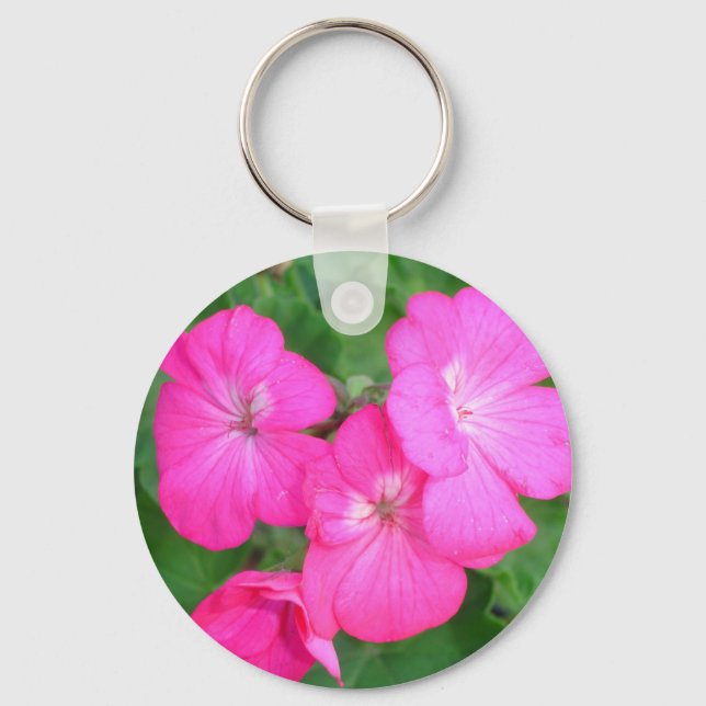Rosa Geraniums Keychain Nyckelring (Framsida)